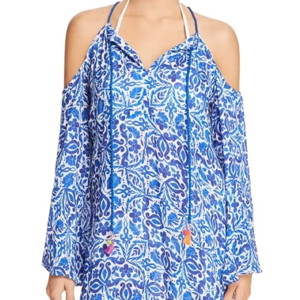 Nanette Lepore Talavera Tunic  Blue and White Women's Swim Cover-Up